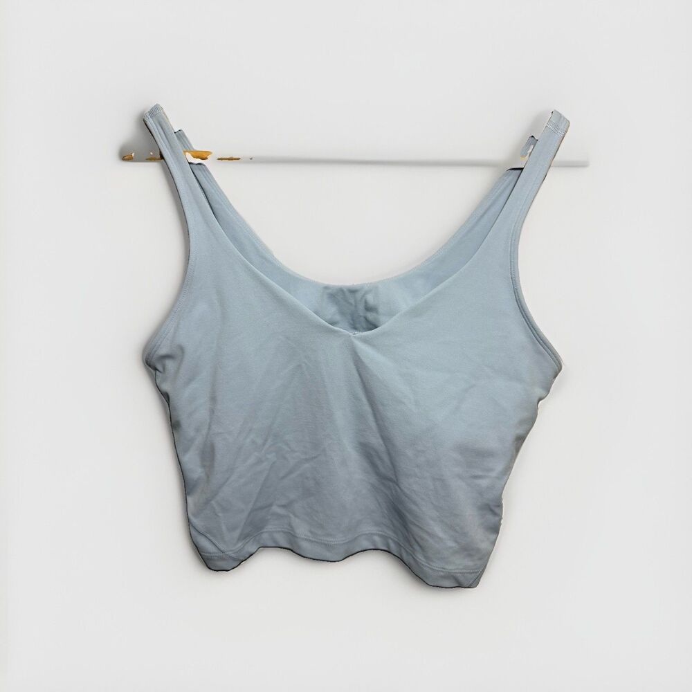 Lululemon Align Tank Top Blue Linen Nulu Built In Bra Cropped Women’s 12